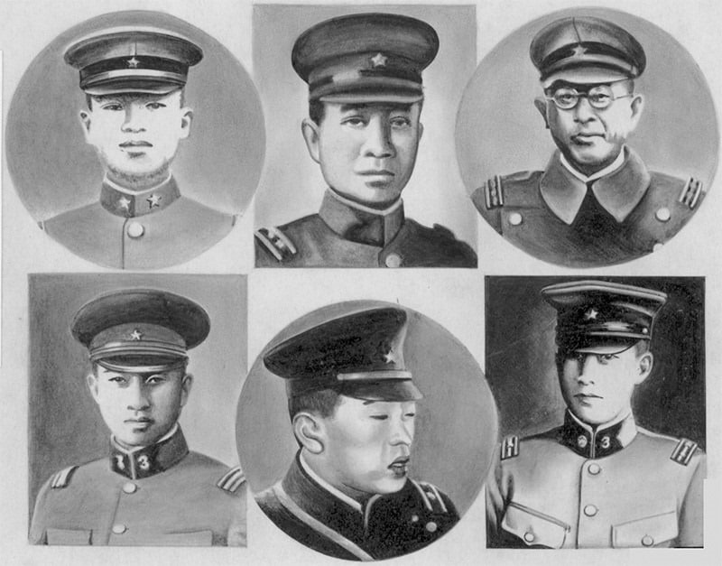 Les meneurs de l'insurrection du 26 février 1936 au Japon